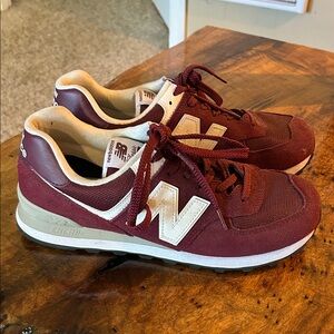 New Balance Maroon and White Sneakers classic 574